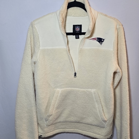 NFL Team Merch NE Pats New England Patriots Faux Sherpa 1/4 Zip Popover, sz S - Picture 2 of 9